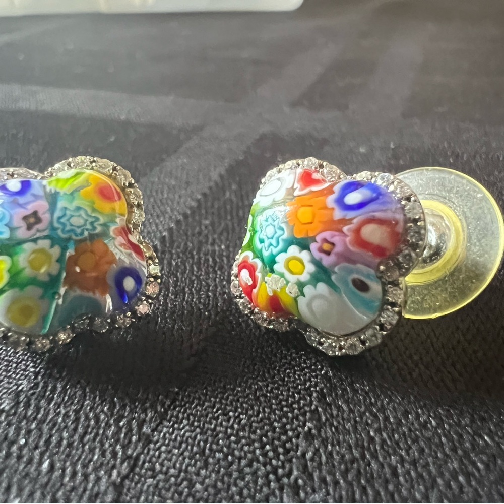 Murano by Alan K designs, New, no tags, pressed flowers with crystal stones - Picture 3 of 9